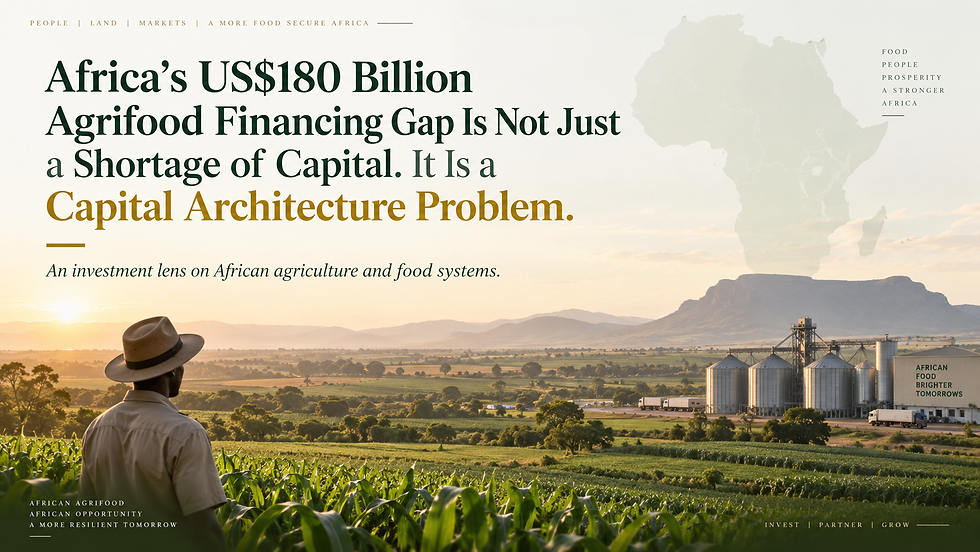 Africa's $180bn Agrifood Financing Gap not just a shortage of capital, its a Capital Architecture Problem.